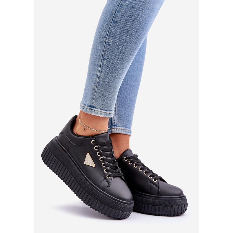 Stylowe Sneakersy Na Masywnej Platformie Czarne 1