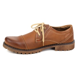 Buty męskie skórzane OLIVIER 312GT z przeszytym noskiem brązowe 1