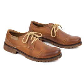 Buty męskie skórzane OLIVIER 312GT z przeszytym noskiem brązowe 2