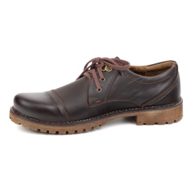 Buty męskie skórzane OLIVIER 312GT z przeszytym noskiem ciemno brązowe 1