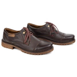 Buty męskie skórzane OLIVIER 312GT z przeszytym noskiem ciemno brązowe 2