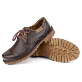 Buty męskie skórzane OLIVIER 312GT z przeszytym noskiem ciemno brązowe 3