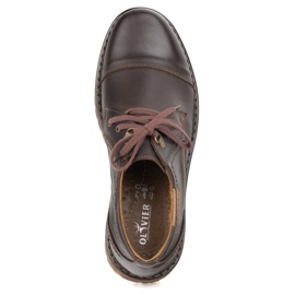 Buty męskie skórzane OLIVIER 312GT z przeszytym noskiem ciemno brązowe 5