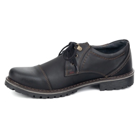 Buty męskie skórzane OLIVIER 312GT z przeszytym noskiem czarne 1