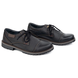 Buty męskie skórzane OLIVIER 312GT z przeszytym noskiem czarne 2