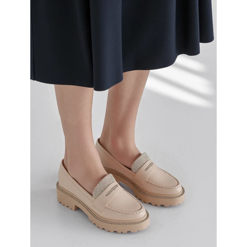 Damskie Mokasyny Diamant Beige beżowy 1