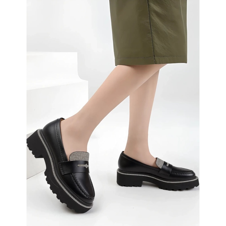 Damskie Mokasyny Diamant Black czarne 1