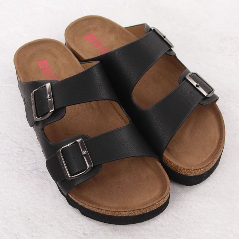 Klapki regulowane na sprzączki Big Star NN174531 Czarne 2