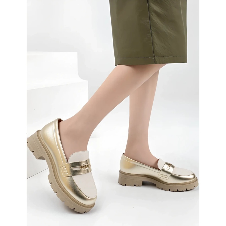 Damskie Mokasyny Gold złoty 2