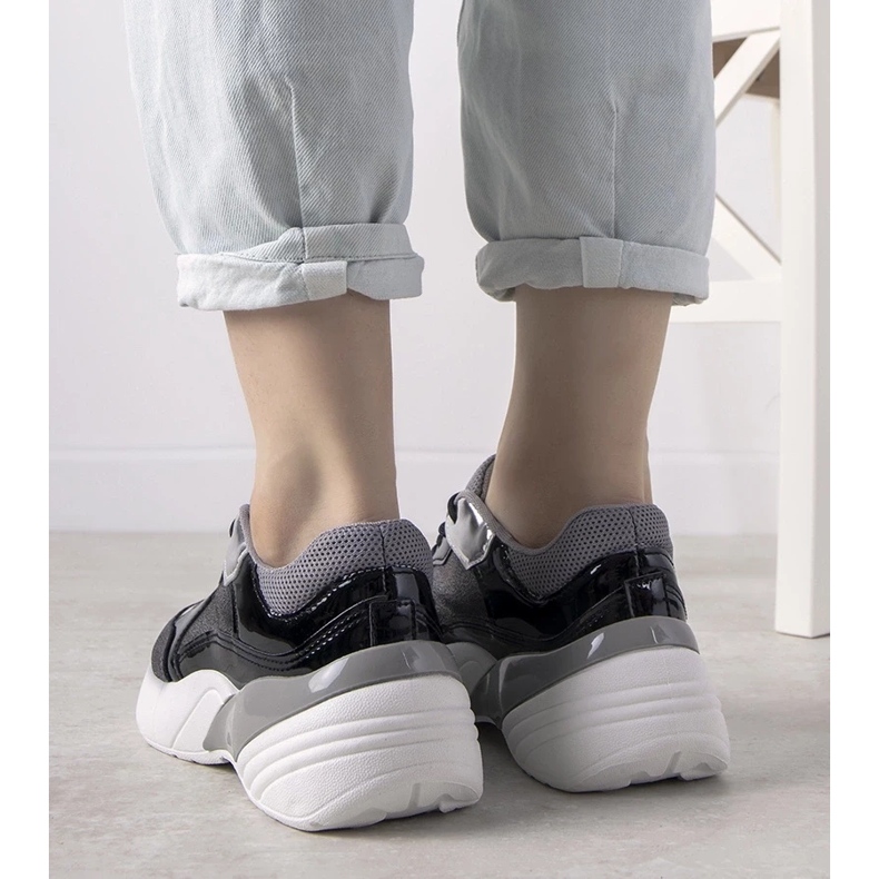 D/GMR Czarne sneakersy na wysokiej podeszwie Rude srebrny 2