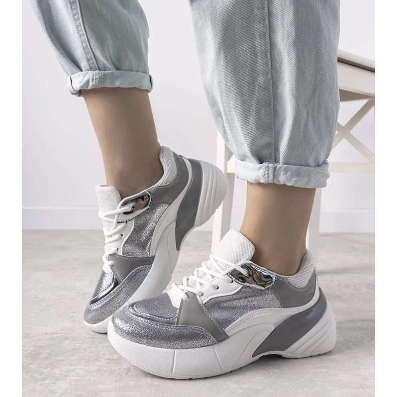 D/GMR Srebrne sneakersy na wysokiej podeszwie Rude srebrny 2