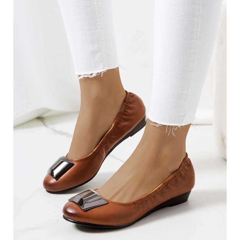 D/GMR Brązowe baleriny na koturnie Sofia 1