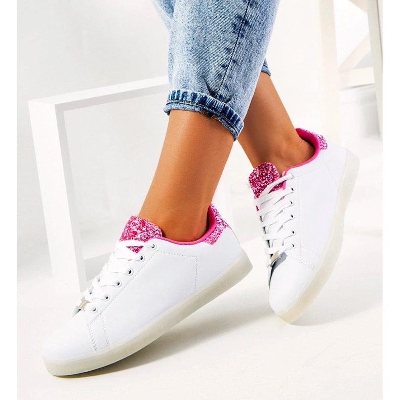 D/GMR Biało różowe sneakersy z ledami Alfaro białe 2