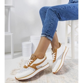 D/GMR Biało brązowe sneakersy damskie Chiara białe 2