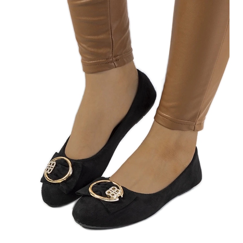 D/GMR Czarne baleriny z klamrą Ribero 1