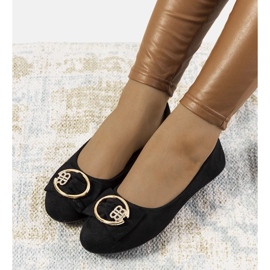 D/GMR Czarne baleriny z klamrą Ribero 2