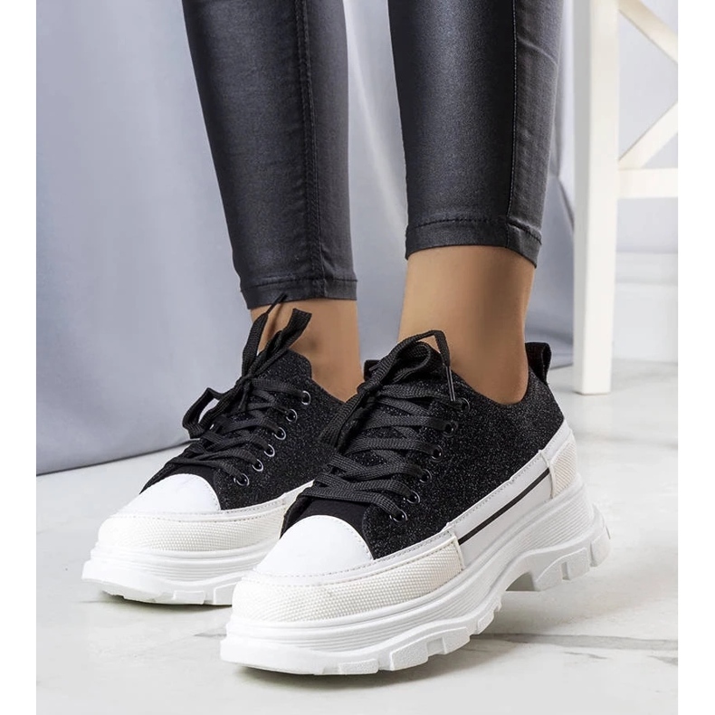 D/GMR Czarne trampki na wysokiej podeszwie Callani 1