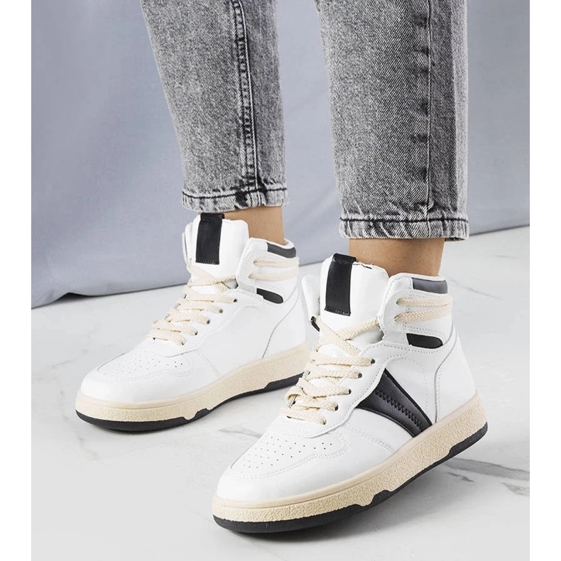 D/GMR Biało-czarne sneakersy za kostkę Robin białe 1