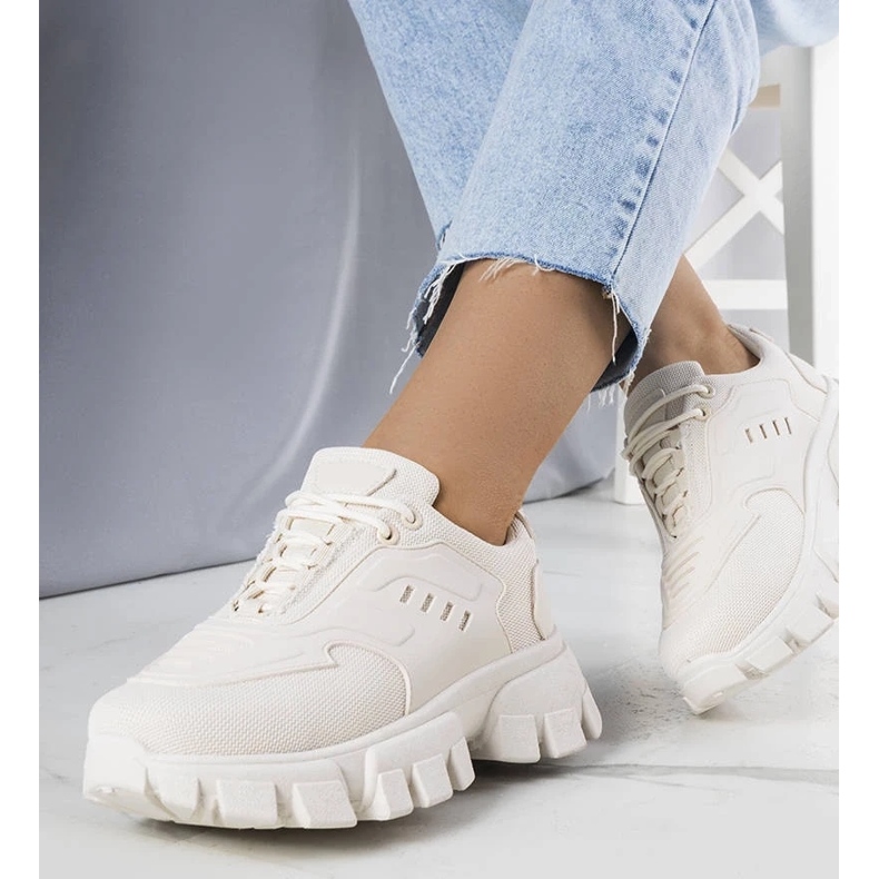 D/GMR Beżowe sneakersy na masywnej podeszwie Inez beżowy 2