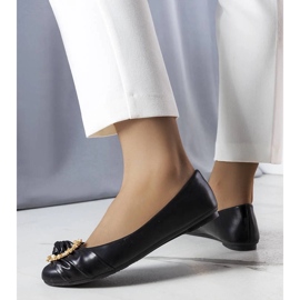 D/GMR Czarne balerinki ze złotą ozdobą Antoinette 2