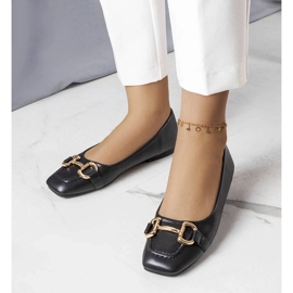 D/GMR Czarne balerinki ze złotym zdobieniem Iris 2