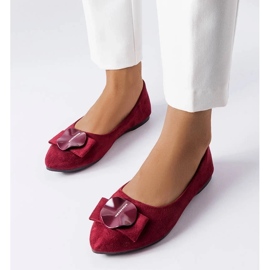 D/GMR Bordowe balerinki zdobione cyrkoniami Rémy czerwone 1