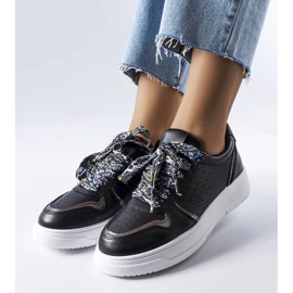 D/GMR Czarne sneakersy wiązane wstążką Pryor 1