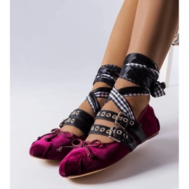 D/GMR Bordowe balerinki zapinane na sprzączkę Boutot czerwone 2