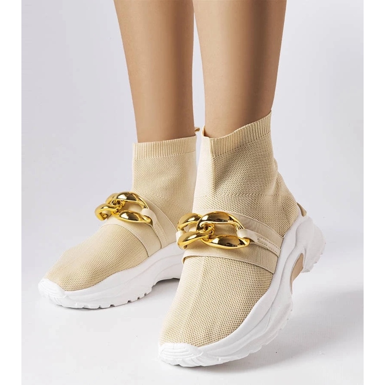 D/GMR Beżowe sneakersy z łańcuchem Baptiste beżowy 1