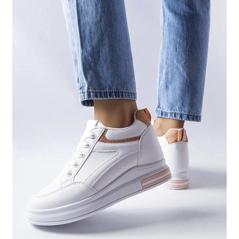 D/GMR Białe sneakersy z brokatowymi wstawkami Bonevil 1