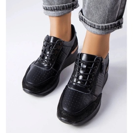 D/GMR Czarne ażurowe skórzane półbuty Jazzar 2