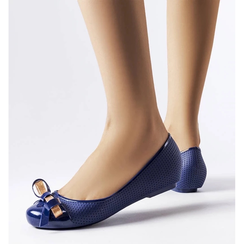 D/GMR Granatowe balerinki zdobione kokardką Harlingen 2