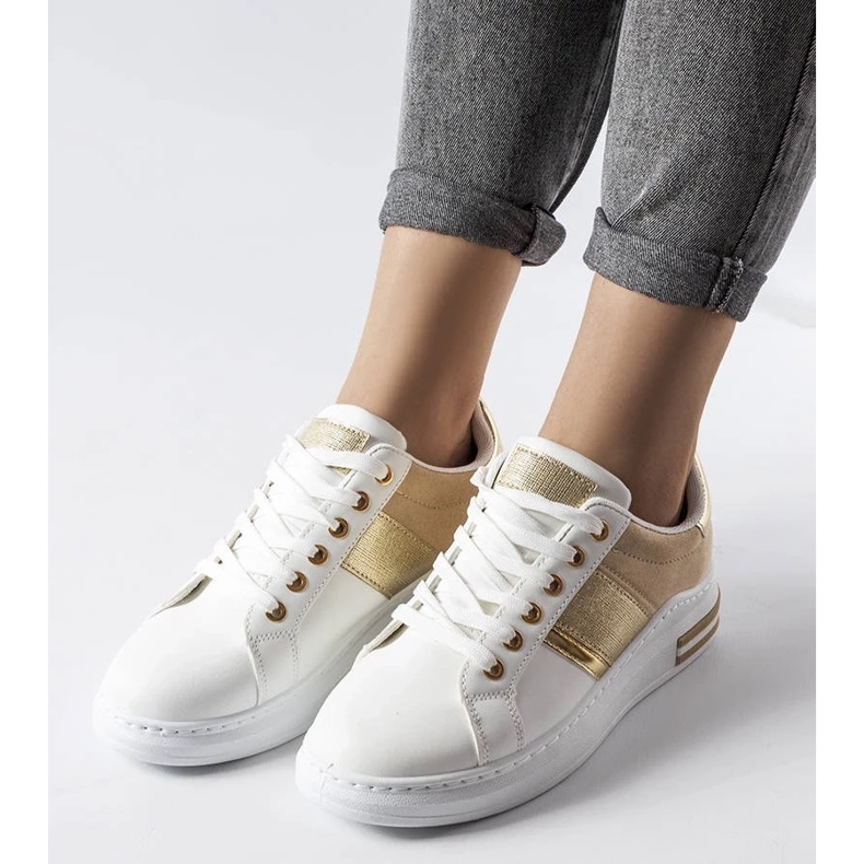 D/GMR Białe sneakersy z beżowymi wstawkami Deans 1