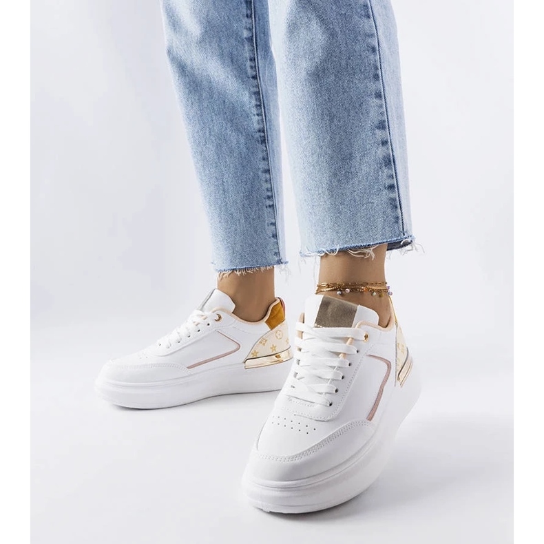 D/GMR Białe sneakersy z beżowymi wstawkami Margarita 2