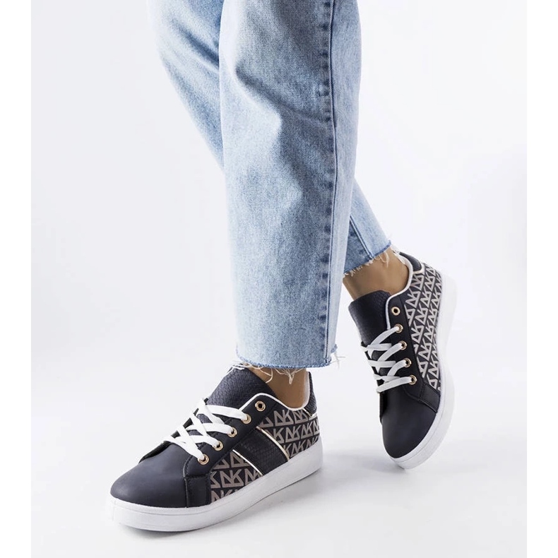 D/GMR Granatowe sneakersy zdobione monogramem Bolduc 1