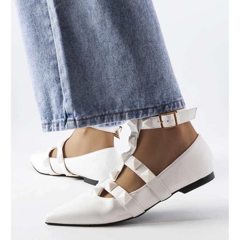 D/GMR Białe balerinki z efektownym zapięciem Blur 2