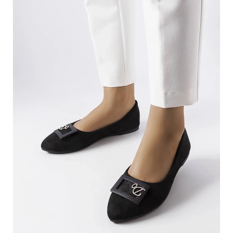 D/GMR Czarne balerinki zdobione cyrkoniami Fleming 2