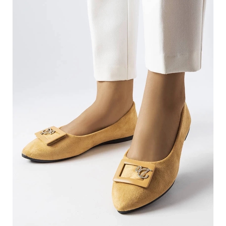 D/GMR Beżowe balerinki zdobione cyrkoniami Fleming beżowy 1