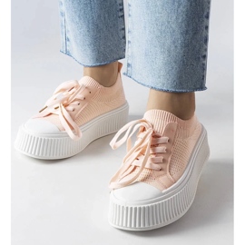 D/GMR Różowe materiałowe trampki na platformie Mallus 1