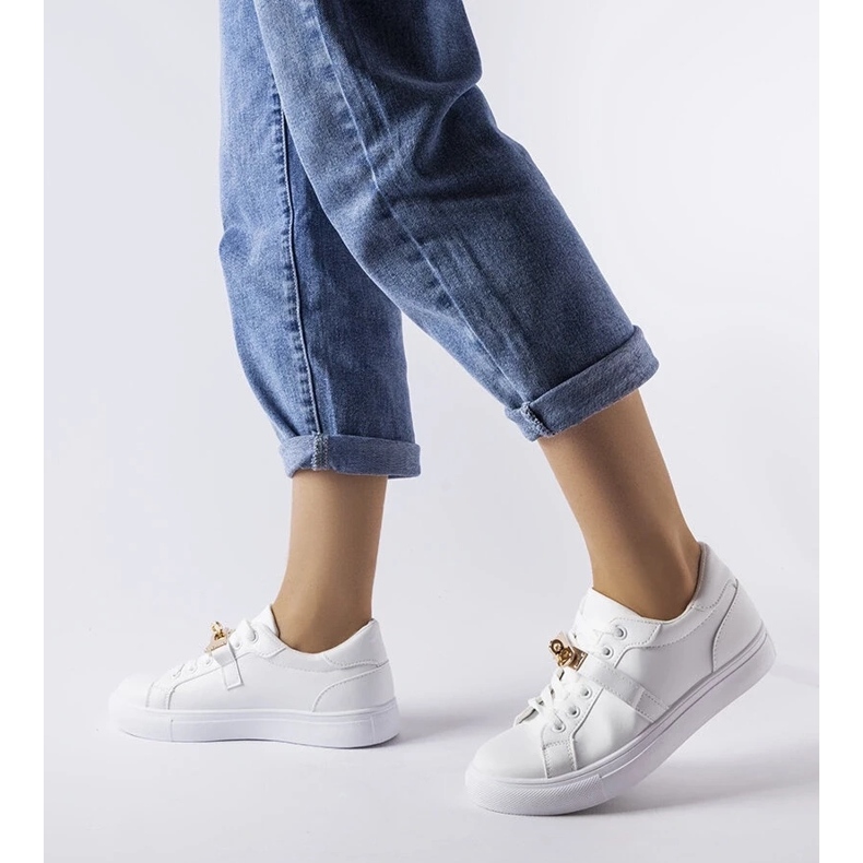 D/GMR Białe trampki ze złotym akcentem Letteria 1