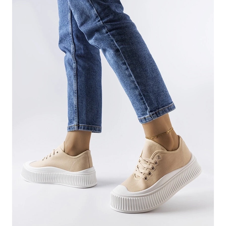 D/GMR Beżowe trampki na platformie Castanthei beżowy 2