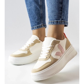 D/GMR Białe sneakersy z różową wstawką Plouffe 2