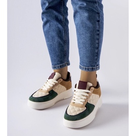 D/GMR Bezowo-zielone sneakersy na platformie Celso beżowy 2