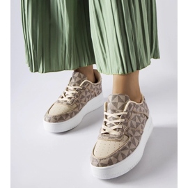 D/GMR Beżowe sneakersy zdobione monogramem Sands beżowy 1