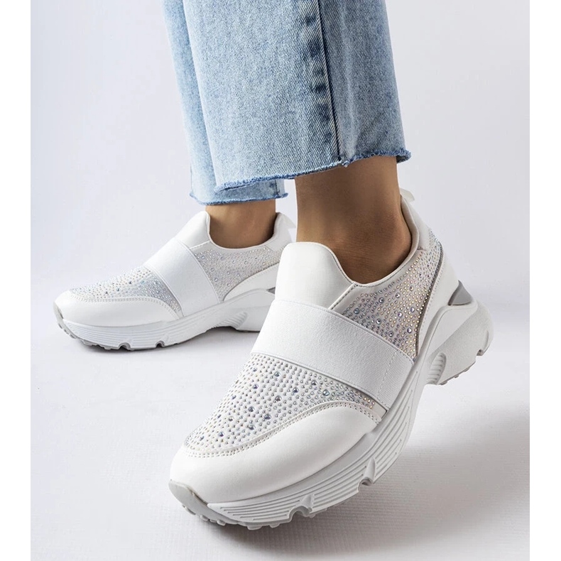 D/GMR Białe sneakersy z cyrkoniami Algiso 1