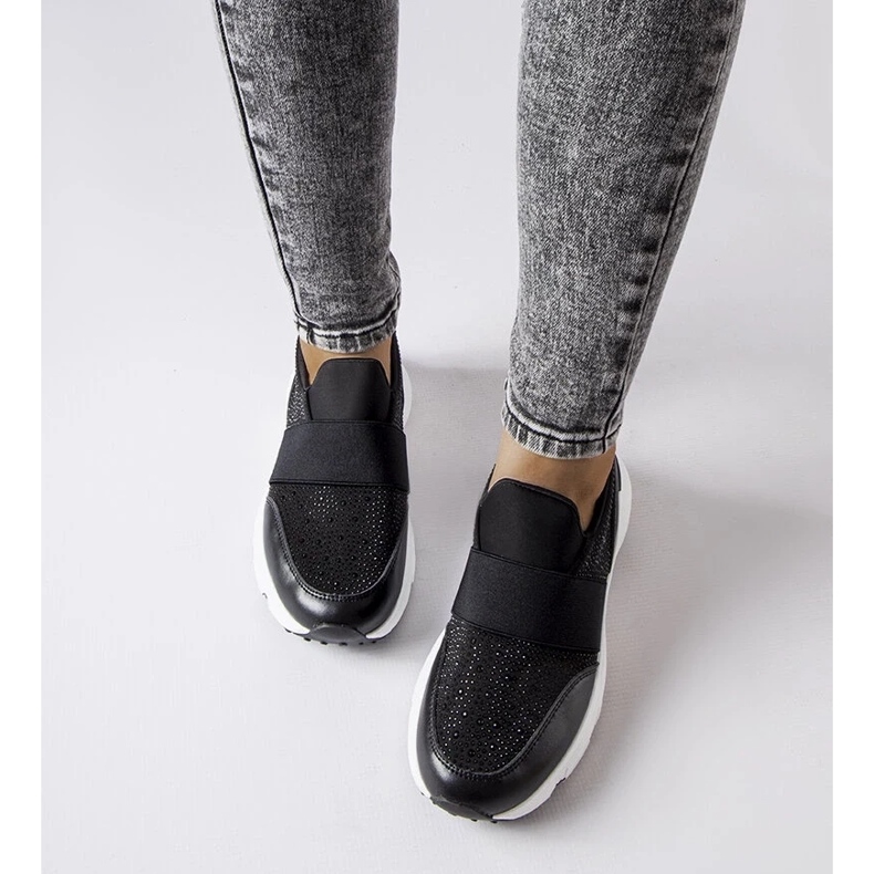 D/GMR Czarne sneakersy z cyrkoniami Algiso 2