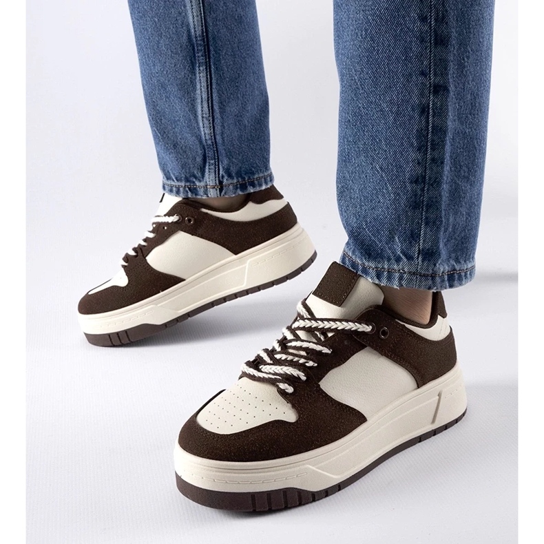 D/GMR Brązowe sneakersy na platformie Crim 1