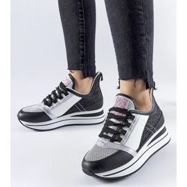 D/GMR Czarne brokatowe sneakersy na platformie Marce 1