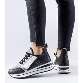 D/GMR Czarne brokatowe sneakersy na platformie Marce 2