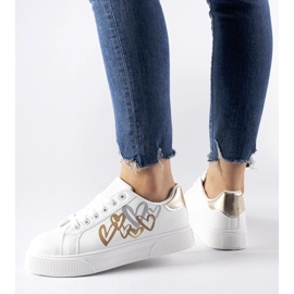 D/GMR Biało-złote sneakersy na platformie Montclair białe 1